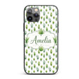 Watercolor Green Houseplants in Pots Seamless Custom Name Protective Phone Case Mobile Cover Durable Everyday Smartphone Shock Resistant
