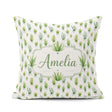Custom Name Green Houseplants in Pots Seamless Pattern Name Cute Square Filled Cushion Throw Pillow Sofa Bed Home Decor Zip Washable UK Made