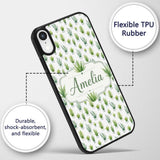 Watercolor Green Houseplants in Pots Seamless Custom Name Protective Phone Case Mobile Cover Durable Everyday Smartphone Shock Resistant