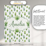 Watercolor Green Houseplants in Pots Seamless Pattern Name Cute  Personalised Custom Name Super Soft Fleece Blanket Bed Sofa Throw