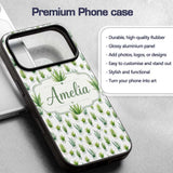 Watercolor Green Houseplants in Pots Seamless Custom Name Protective Phone Case Mobile Cover Durable Everyday Smartphone Shock Resistant