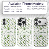 Watercolor Green Houseplants in Pots Seamless Custom Name Protective Phone Case Mobile Cover Durable Everyday Smartphone Shock Resistant