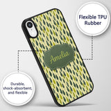 Simple Leaf Motif in Green Tones Seamless Pattern Custom Name Protective Phone Case Mobile Cover Durable Everyday Smartphone Shock Resistant