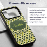 Simple Leaf Motif in Green Tones Seamless Pattern Custom Name Protective Phone Case Mobile Cover Durable Everyday Smartphone Shock Resistant