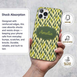Simple Leaf Motif in Green Tones Seamless Pattern Custom Name Protective Phone Case Mobile Cover Durable Everyday Smartphone Shock Resistant