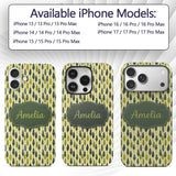 Simple Leaf Motif in Green Tones Seamless Pattern Custom Name Protective Phone Case Mobile Cover Durable Everyday Smartphone Shock Resistant