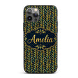 Elegant Golden Leaf Botanical on Dark Background Custom Name Protective Phone Case Mobile Cover Durable Everyday Smartphone Shock Resistant