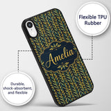 Elegant Golden Leaf Botanical on Dark Background Custom Name Protective Phone Case Mobile Cover Durable Everyday Smartphone Shock Resistant