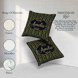 Custom Name Elegant Golden Leaf Botanical on Background Seamless Square Filled Cushion Throw Pillow Sofa Bed Home Decor Zip Washable UK Made