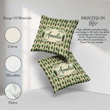 Custom Name Modern Potted Plants with Seamless Pattern Name Cute Square Filled Cushion Throw Pillow Sofa Bed Home Decor Zip Washable UK Made