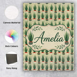 Personalised Name Modern Potted Plants with Custom  Bespoke Interior Contemporary Canvas Wall Art Print Decor Picture Ready to Hang