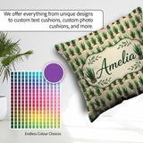 Custom Name Modern Potted Plants with Seamless Pattern Name Cute Square Filled Cushion Throw Pillow Sofa Bed Home Decor Zip Washable UK Made
