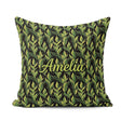 Custom Name Lush Green Tropical on Dark Background Seamless Name Square Filled Cushion Throw Pillow Sofa Bed Home Decor Zip Washable UK Made