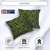 Custom Name Lush Green Tropical on Dark Background Seamless Name Square Filled Cushion Throw Pillow Sofa Bed Home Decor Zip Washable UK Made