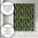 Personalised Name Lush Green Tropical Custom Modern Room Accent Creative Decorator Style Canvas Wall Art Print Decor Picture Ready to Hang