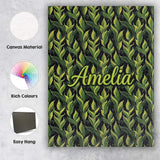 Personalised Name Lush Green Tropical Custom Modern Room Accent Creative Decorator Style Canvas Wall Art Print Decor Picture Ready to Hang