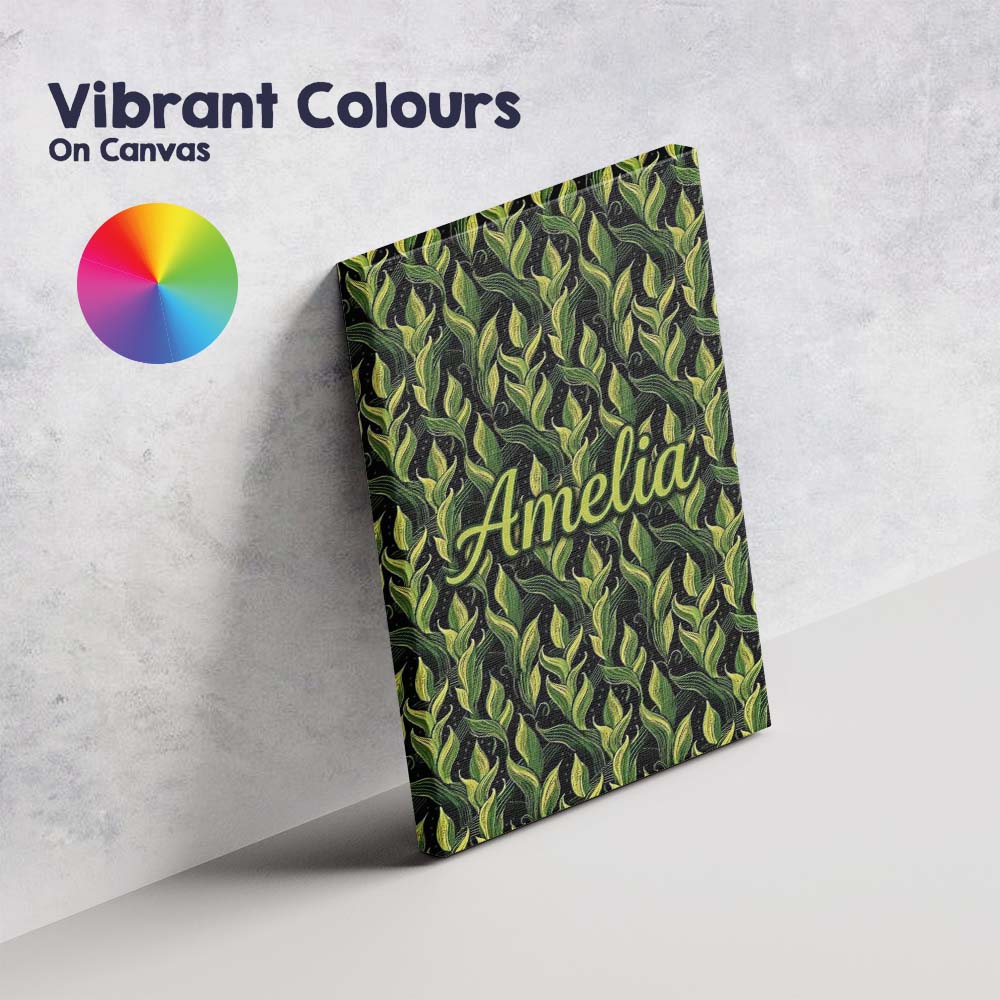 Personalised Name Lush Green Tropical Custom Modern Room Accent Creative Decorator Style Canvas Wall Art Print Decor Picture Ready to Hang