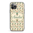Vintage Style Potted Plants with Flowers Seamless Custom Name Protective Phone Case Mobile Cover Durable Everyday Smartphone Shock Resistant