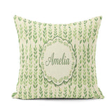 Custom Name Flowing Abstract Leaves with Dotted Accents Seamless Square Filled Cushion Throw Pillow Sofa Bed Home Decor Zip Washable UK Made