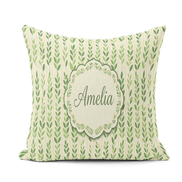 Custom Name Flowing Abstract Leaves with Dotted Accents Seamless Square Filled Cushion Throw Pillow Sofa Bed Home Decor Zip Washable UK Made
