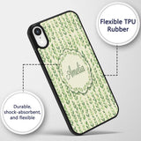 Flowing Abstract Green Leaves with Dotted Accents Custom Name Protective Phone Case Mobile Cover Durable Everyday Smartphone Shock Resistant