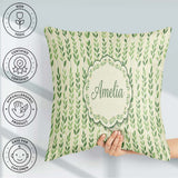 Custom Name Flowing Abstract Leaves with Dotted Accents Seamless Square Filled Cushion Throw Pillow Sofa Bed Home Decor Zip Washable UK Made