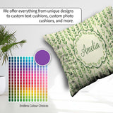 Custom Name Flowing Abstract Leaves with Dotted Accents Seamless Square Filled Cushion Throw Pillow Sofa Bed Home Decor Zip Washable UK Made