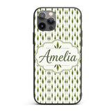 Simple Modern Leaf Motif on Light Background Custom Name Protective Phone Case Mobile Cover Durable Everyday Smartphone Shock Resistant