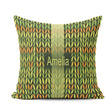 Custom Name Abstract Vertical Leaf Stripes Earthy Green and Gold Square Filled Cushion Throw Pillow Sofa Bed Home Decor Zip Washable UK Made