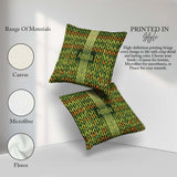 Custom Name Abstract Vertical Leaf Stripes Earthy Green and Gold Square Filled Cushion Throw Pillow Sofa Bed Home Decor Zip Washable UK Made
