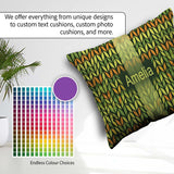 Custom Name Abstract Vertical Leaf Stripes Earthy Green and Gold Square Filled Cushion Throw Pillow Sofa Bed Home Decor Zip Washable UK Made