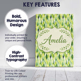 Personalised Name Layered Watercolor Green Custom  Unique Gift Idea Elegant Feature Canvas Wall Art Print Decor Picture Ready to Hang