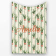 Vintage Snake Plant Pots with Soft Striped Background Seamless  Personalised Custom Name Super Soft Fleece Blanket Bed Sofa Throw