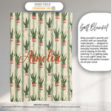 Vintage Snake Plant Pots with Soft Striped Background Seamless  Personalised Custom Name Super Soft Fleece Blanket Bed Sofa Throw