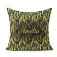 Custom Name Dense Tropical Snake Plant Leaves on Dark Background Square Filled Cushion Throw Pillow Sofa Bed Home Decor Zip Washable UK Made