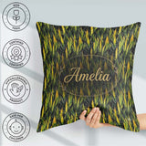 Custom Name Dense Tropical Snake Plant Leaves on Dark Background Square Filled Cushion Throw Pillow Sofa Bed Home Decor Zip Washable UK Made