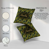 Custom Name Dense Tropical Snake Plant Leaves on Dark Background Square Filled Cushion Throw Pillow Sofa Bed Home Decor Zip Washable UK Made