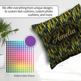 Custom Name Dense Tropical Snake Plant Leaves on Dark Background Square Filled Cushion Throw Pillow Sofa Bed Home Decor Zip Washable UK Made