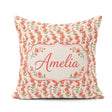 Custom Name Soft Coral Orange Wildflowers on Background Seamless Square Filled Cushion Throw Pillow Sofa Bed Home Decor Zip Washable UK Made