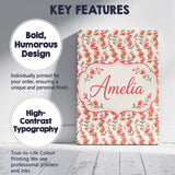 Personalised Name Soft Coral Orange Wildflowers on Light Custom Creative Decorator Style Canvas Wall Art Print Decor Picture Ready to Hang
