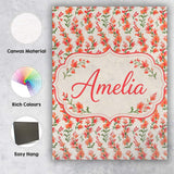 Personalised Name Soft Coral Orange Wildflowers on Light Custom Creative Decorator Style Canvas Wall Art Print Decor Picture Ready to Hang