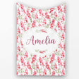 Delicate Pink Watercolor Blossom Sprigs on Soft Background Seamless  Personalised Custom Name Super Soft Fleece Blanket Bed Sofa Throw