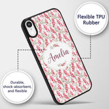 Delicate Pink Watercolor Blossom Sprigs on Soft Custom Name Protective Phone Case Mobile Cover Durable Everyday Smartphone Shock Resistant
