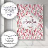 Personalised Name Delicate Pink Watercolor Custom  Unique Gift Idea Elegant Feature Canvas Wall Art Print Decor Picture Ready to Hang