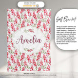 Delicate Pink Watercolor Blossom Sprigs on Soft Background Seamless  Personalised Custom Name Super Soft Fleece Blanket Bed Sofa Throw