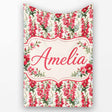 Classic Pink and Red Garden Flowers on Neutral Background Seamless  Personalised Custom Name Super Soft Fleece Blanket Bed Sofa Throw