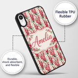 Classic Pink and Red Garden Flowers on Neutral Custom Name Protective Phone Case Mobile Cover Durable Everyday Smartphone Shock Resistant