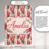 Classic Pink and Red Garden Flowers on Neutral Background Seamless  Personalised Custom Name Super Soft Fleece Blanket Bed Sofa Throw