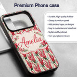 Classic Pink and Red Garden Flowers on Neutral Custom Name Protective Phone Case Mobile Cover Durable Everyday Smartphone Shock Resistant
