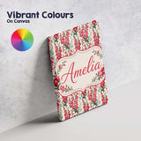Personalised Name Classic Pink and Red Custom  Modern Room Accent Elegant Feature Canvas Wall Art Print Decor Picture Ready to Hang